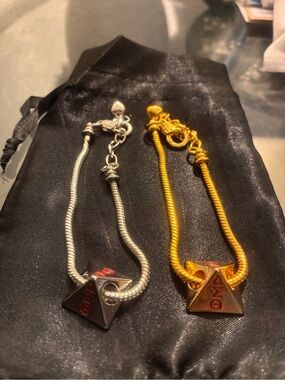 Gold and Silver Pyramid Charm Bracelet Set - Women Jewelry Bracelets
